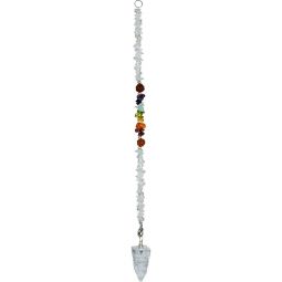 Gemstone Pendulum w/ Chakra Chip & Rudraksha Seed Chain - Crystal Shree Yantra (Each)