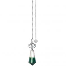 Gemstone Pendulum w/ Lotus - Clear Quartz & Green Aventurine (Each)