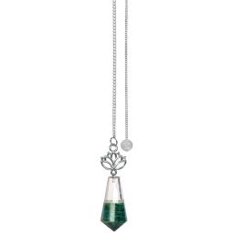 Gemstone Pendulum w/ Lotus - Clear Quartz & Green Aventurine (Each)