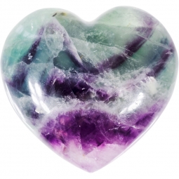 Puffed Gemstone Heart - Rainbow Fluorite (each)