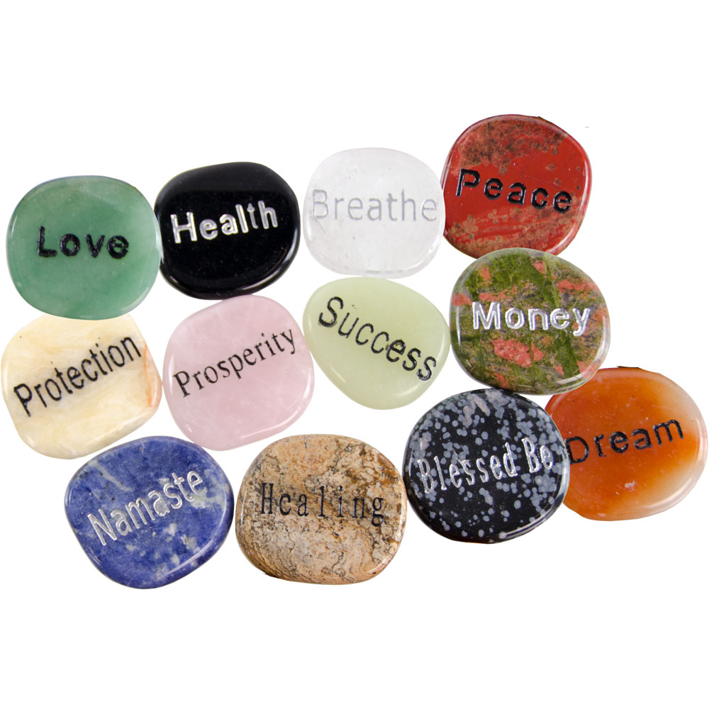 Worry Stones Engraved  Positive Words (pack of 24 ASSORTED)