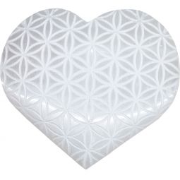 Selenite Heart - Flower of Life (Each)