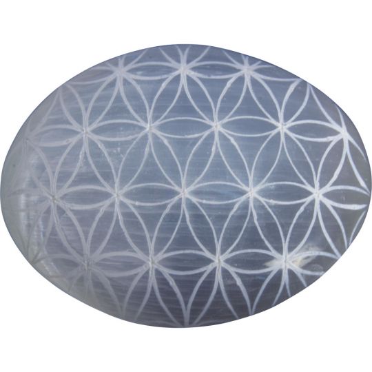 Selenite Palm Stone - Flower of Life (Each)