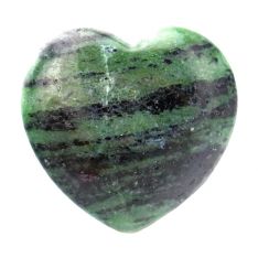 Puffed Gemstone Heart - Green Zoisite Quartz (Each)