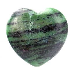 Puffed Gemstone Heart - Green Zoisite Quartz (Each)