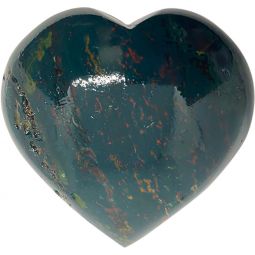 Puffed Gemstone Heart  - Bloodstone (Each)
