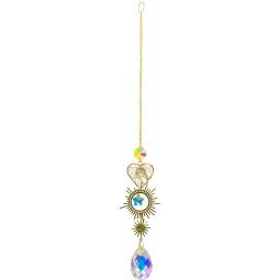 Crystal Hanging String - AB Crystal Drop w/ Heart & Sun Charms (Each)