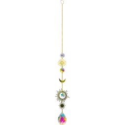 Crystal Hanging String - AB Crystal Drop w/ Sun & Moon Charms (Each)