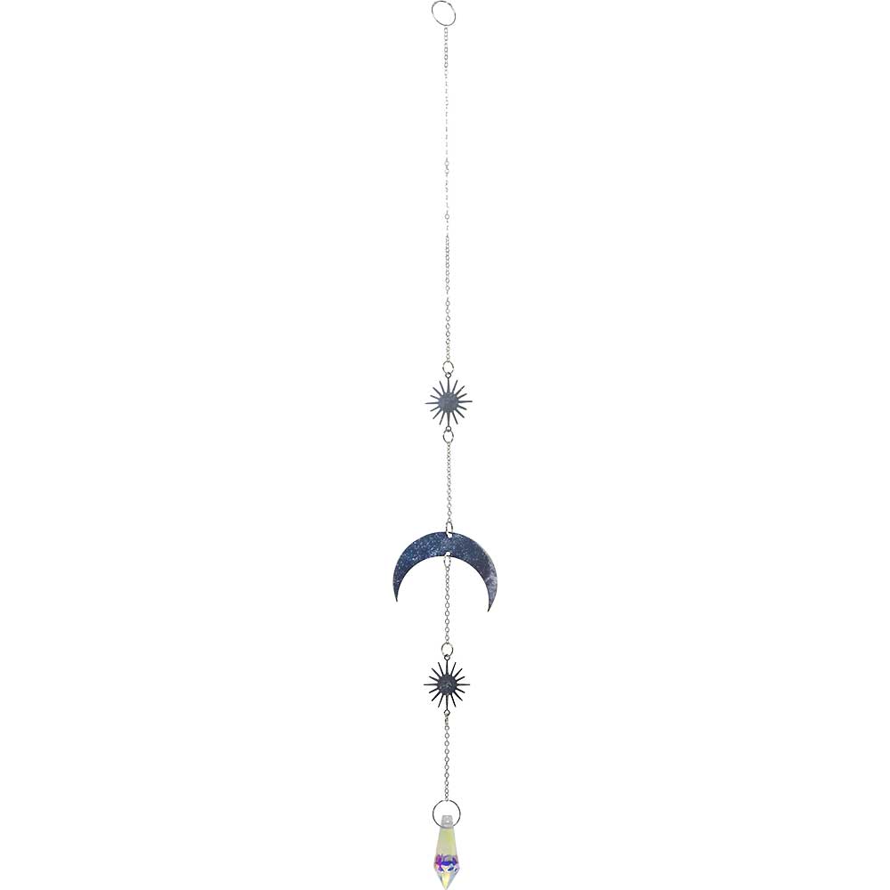 Crystal Hanging String - AB Crystal Tear Drop w/ Moon & Star Burst CHARMs  (Each)