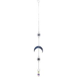 Crystal Hanging String - AB Crystal Tear Drop w/ Moon & Star Burst Charms  (Each)