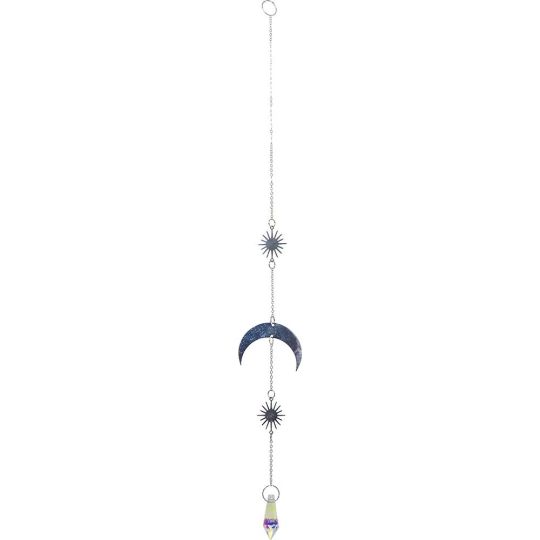Crystal Hanging String - AB Crystal Tear Drop w/ Moon & Star Burst Charms  (Each)