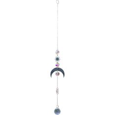 Crystal Hanging String - AB Crystal Sphere & Mini Discs w/ Moon Charm (Each)