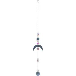 Crystal Hanging String - AB Crystal Sphere & Mini Discs w/ Moon Charm (Each)