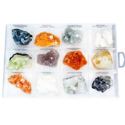 Mineral Crystal Specimens 12 Pcs Collection w/ Box (Each)