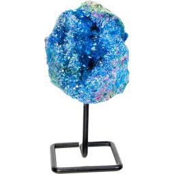Gemstone Blue Aura Amethyst Cluster on Metal Stand (Each)