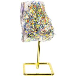 Gemstone Angel Aura Amethyst Cluster on Metal Stand (Each)