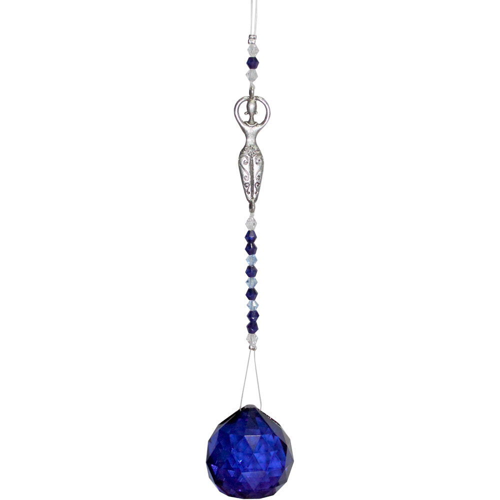 Crystal Cut GLASS BEAD Goddess Cobalt Blue (Each)