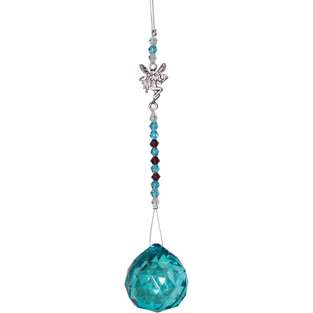 Hanging Crystal Cut GLASS BEAD Fairy Turquoise (Each)