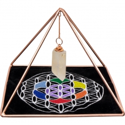 Copper Pyramid Energizer Set w/Crystal Point & Velvet Mat (Each)