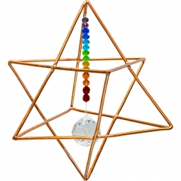 4" Hanging Copper Merkaba Energizer w/ Chakra Crystals (Each)