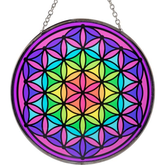 Glass Suncatcher 6in - Flower of Life (Each)