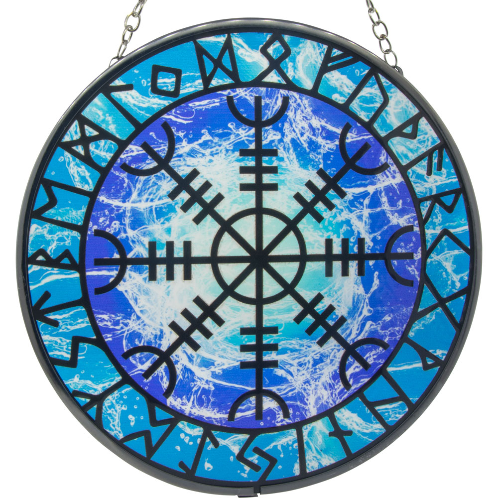 Glass SUNCATCHER 6in - Helm of Awe w/ Runes (Each)