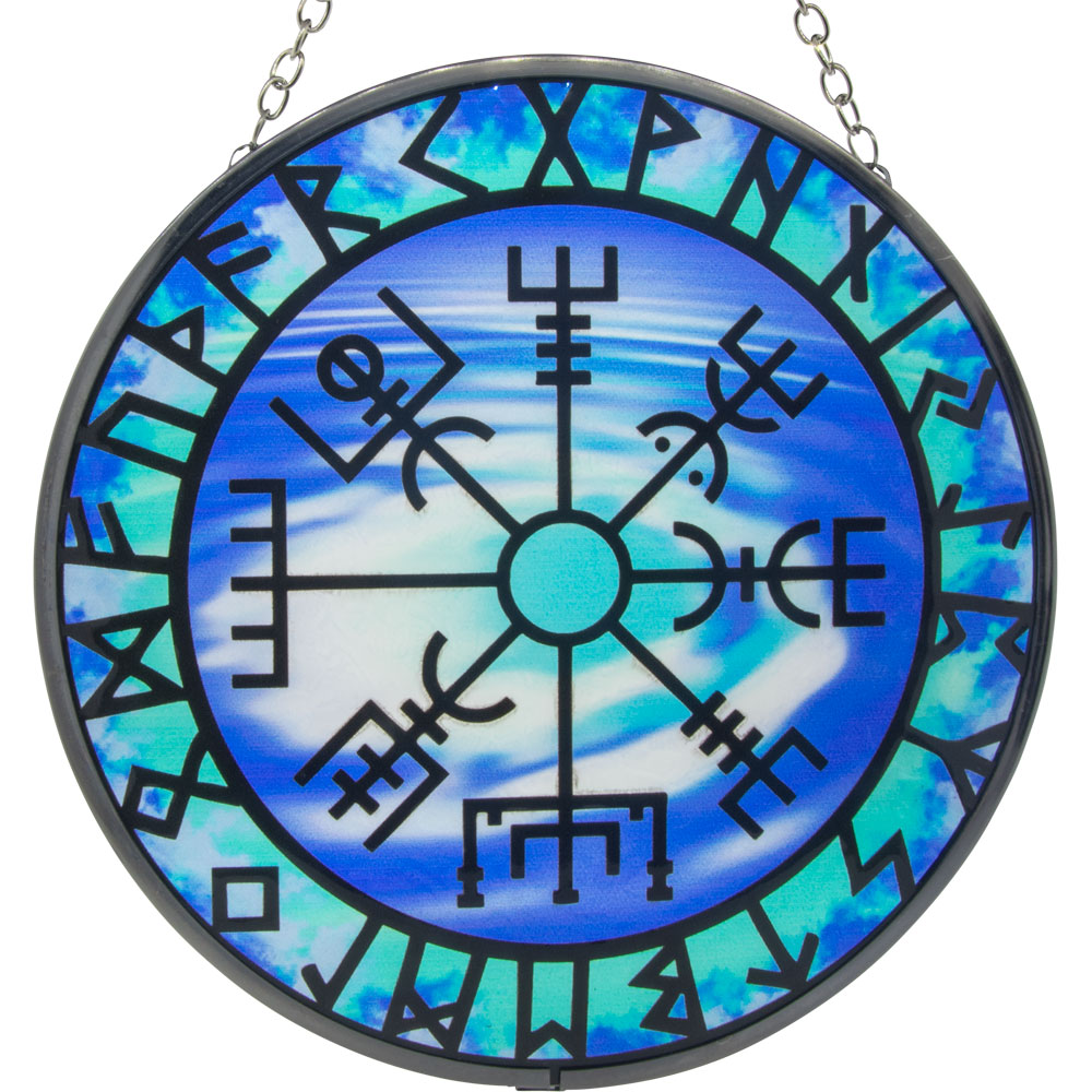 Glass SUNCATCHER 6in - Vegvisir w/ Runes (Each)