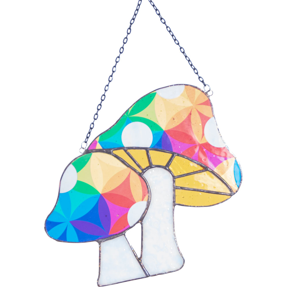 Stained Glass SUNCATCHER - Mushrooms (Each) - AS IS