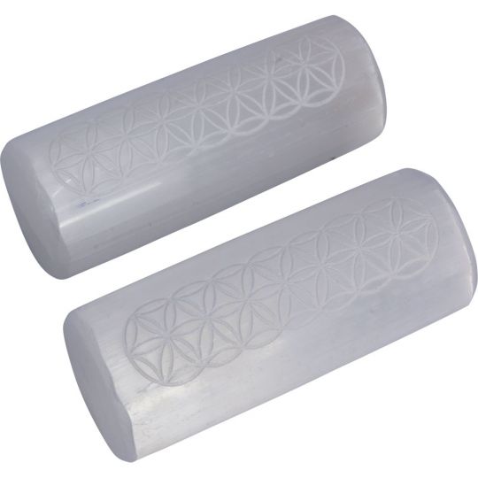 Selenite Harmonizer w/ Flower of Life (Pair)
