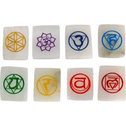 Selenite Mini Charging Plates - Chakra (Set of 8)