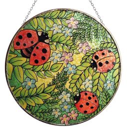 Glass Suncatcher 12in - Ladybugs (Each)