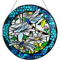 Glass Suncatcher 12in - Mosaic Dragonflies (Each)
