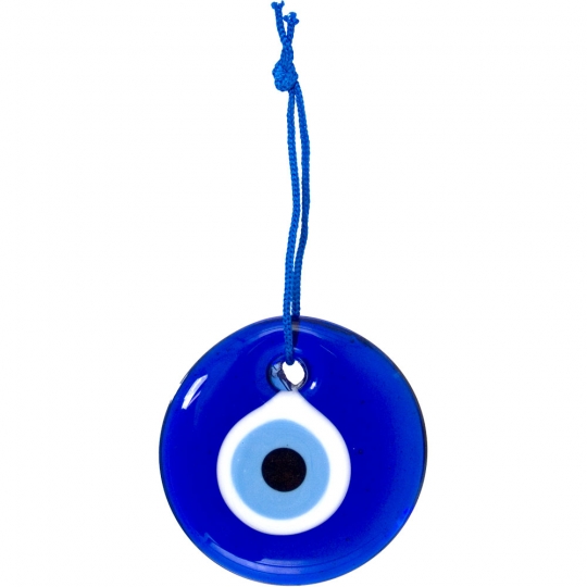 Glass Evil Eye Talisman 3.5 -inch Round Blue (each)