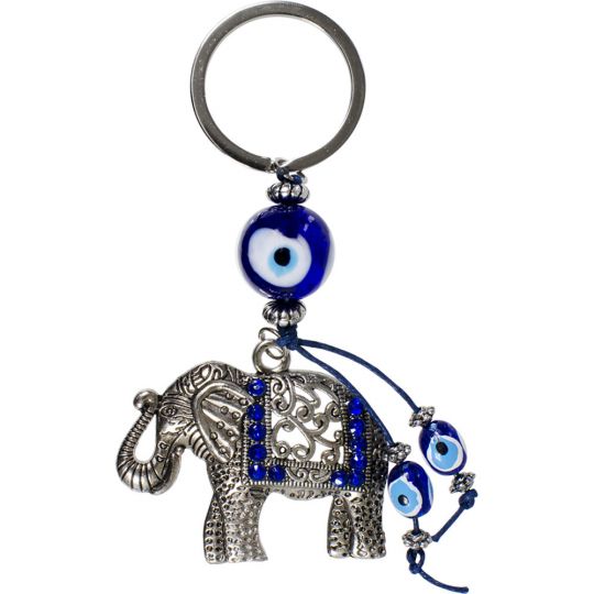 Evil Eye Talisman Key Ring - Elephant w/ Gems (Each)