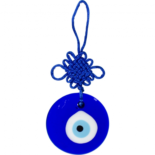 Glass Evil Eye Talisman Round Blue (each)