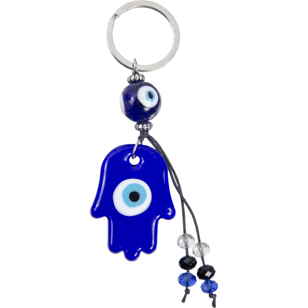 Evil Eye Talisman Key RING - Glass Fatima Hand (Each)