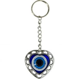 Evil Eye Talisman Key Ring - Puffed Heart (Each)