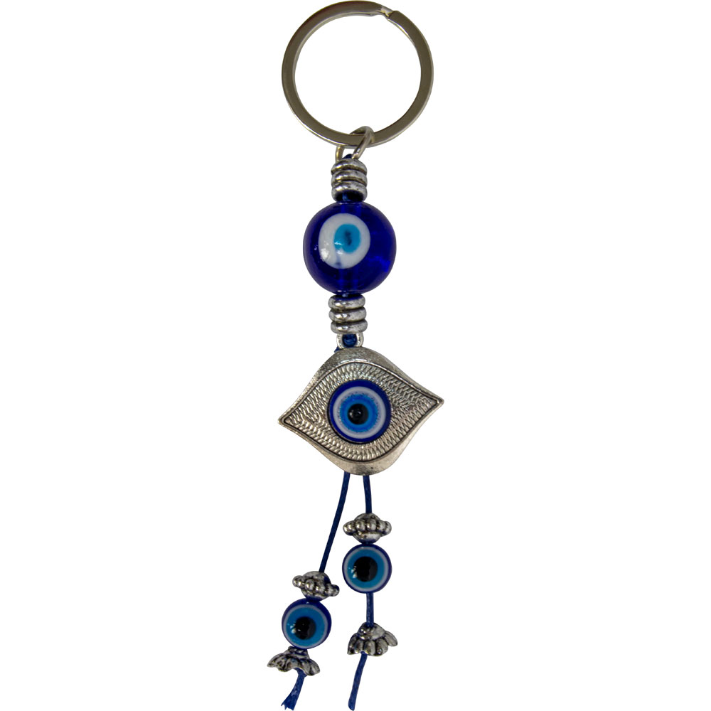 Evil Eye Talisman Key RING - Glass & Metal Evil Eye (Each)