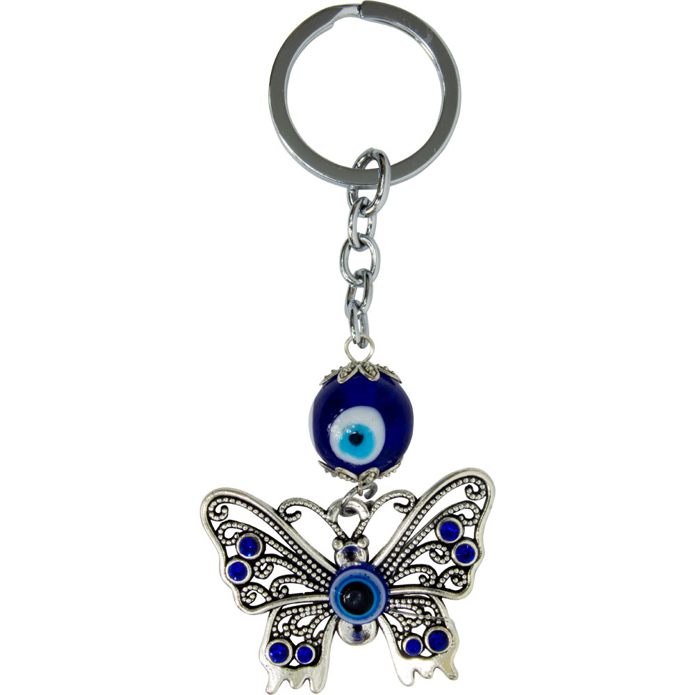 Evil Eye Talisman Key RING - Butterfly w/ Gems (Each)