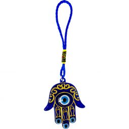 Glass Evil Eye Talisman - Fatima Hand w/ Golden Inlay (Each)