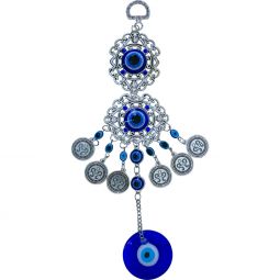 Glass Evil Eye Talisman - Adorned Double Eye  w/ Charms (Each)