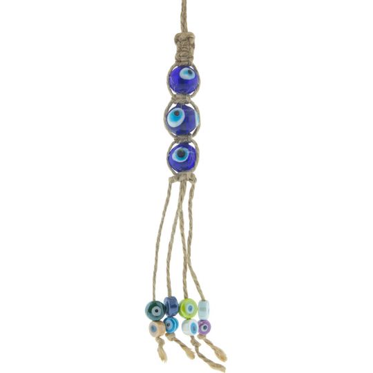 Evil Eye Talisman Hemp Rope Triple w/ Tassels (Each)