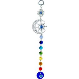Metal Evil Eye Wall Hanging Talisman - Celestial w/ Chakra Gems (Each)