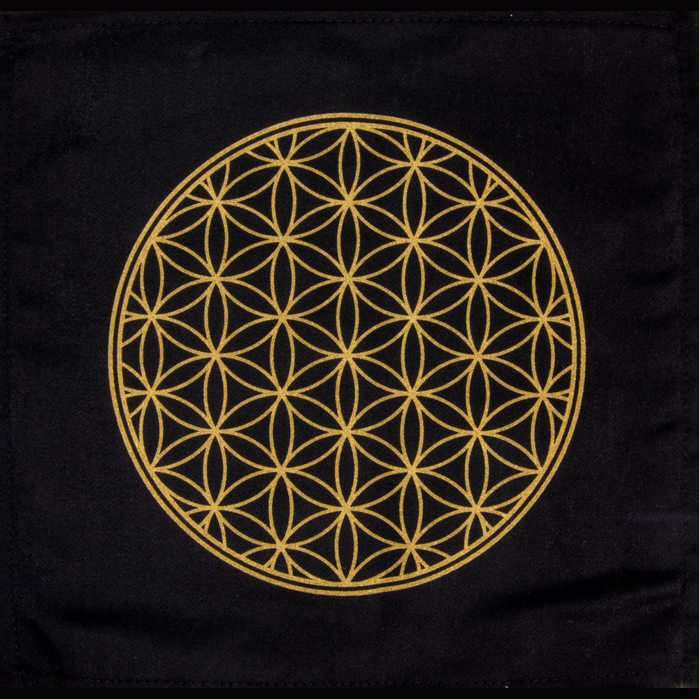 Printed Cotton Crystal Grid - FLOWER of Life (Each)