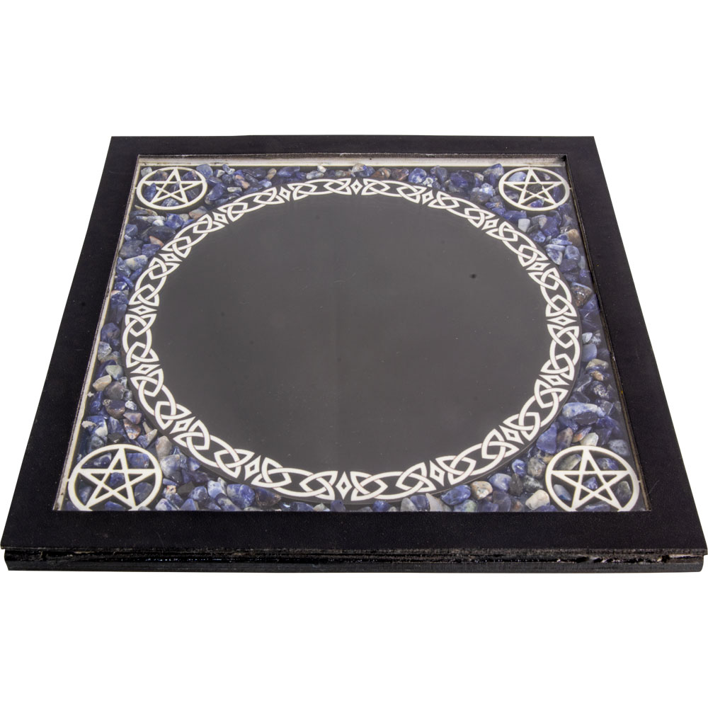 Glass Scrying MIRROR Pentacles w/ Sodalite Chips (Each)