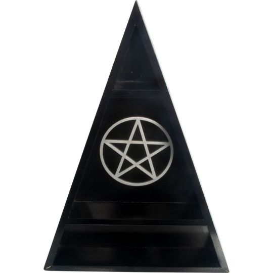 Wood Altar Shelf - Moon Phases w/ Pentacle (Each)