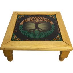 Wood Altar Table w/ Glass Top - Tree of Life (Each)