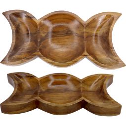 Teak Wood Bowl - Triple Moon (Each)