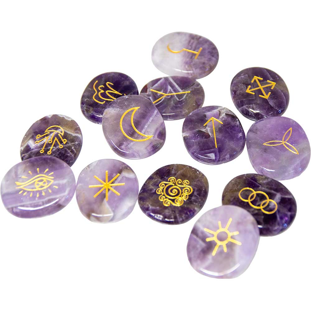 Gemstone Witches' Rune 13 Piece Set - AMETHYST (Each)