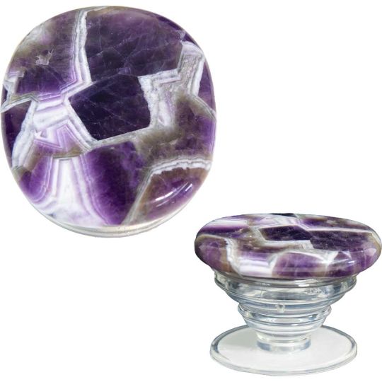 Gemstone Cell Phone Grip Holder  -  Amethyst Palm Stone (Each)